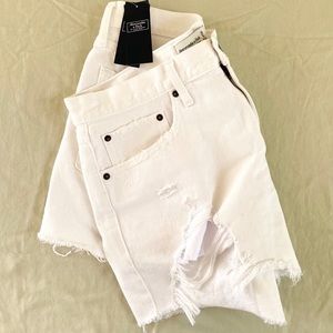 Abercrombie and Fitch white ripped jean shorts